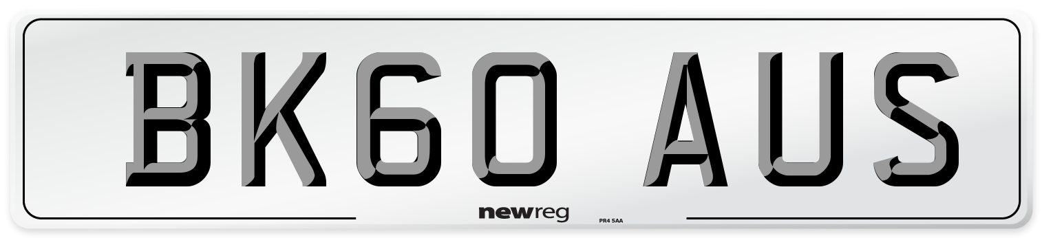 BK60 AUS Number Plate from New Reg